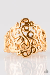 Dizzy Demure - Gold Paparazzi Ring