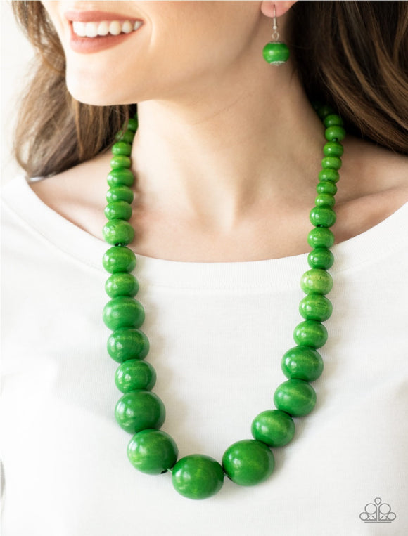 Effortlessly Everglades - Green Wood Paparazzi Necklace