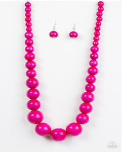 Effortlessly Everglades - Pink Wood Paparazzi Necklace