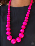 Effortlessly Everglades - Pink Wood Paparazzi Necklace