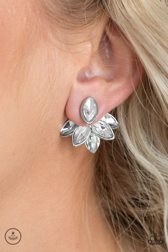 Fanciest Of Them All - White Bling Paparazzi Earrings