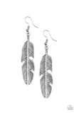 Feathers Quill Fly - Silver Paparazzi Earrings