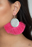 Foxtrot Fringe - Pink Fringe Paparazzi Earrings