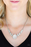 Garden Glamour White - Bling Silver Paparazzi Necklace