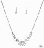 Garden Glamour White - Bling Silver Paparazzi Necklace