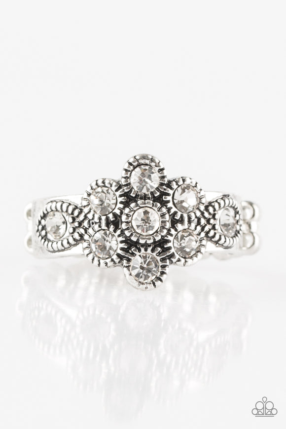 Garland Glamour - White Bling Paparazzi Ring