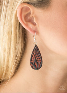 Get In The Groove - Brown Leather Paparazzi Earrings