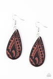 Get In The Groove - Brown Leather Paparazzi Earrings