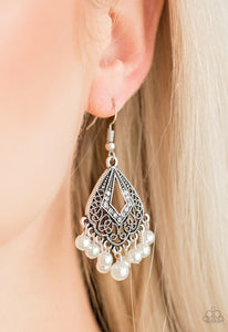 Gracefully Gatsby - White Paparazzi Earrings