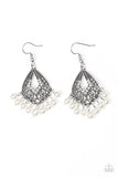 Gracefully Gatsby - White Paparazzi Earrings