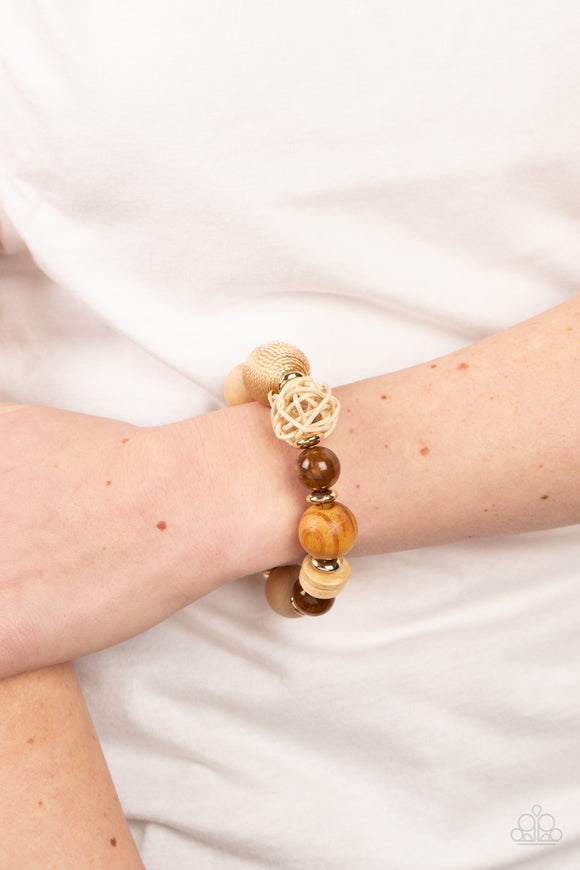 Happily Homespun - Brown Wood Paparazzi Bracelet