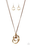 Harmonious Hardware - Brass Paparazzi Necklace - Leather