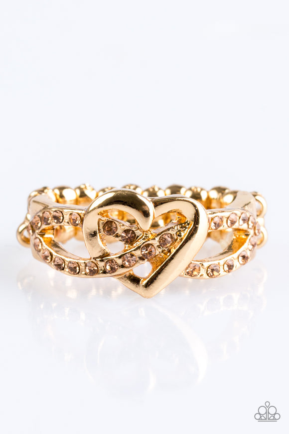 Heavenly Heart - Gold Paparazzi Ring