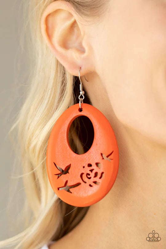 Home TWEET Home - Orange Paparazzi Earrings