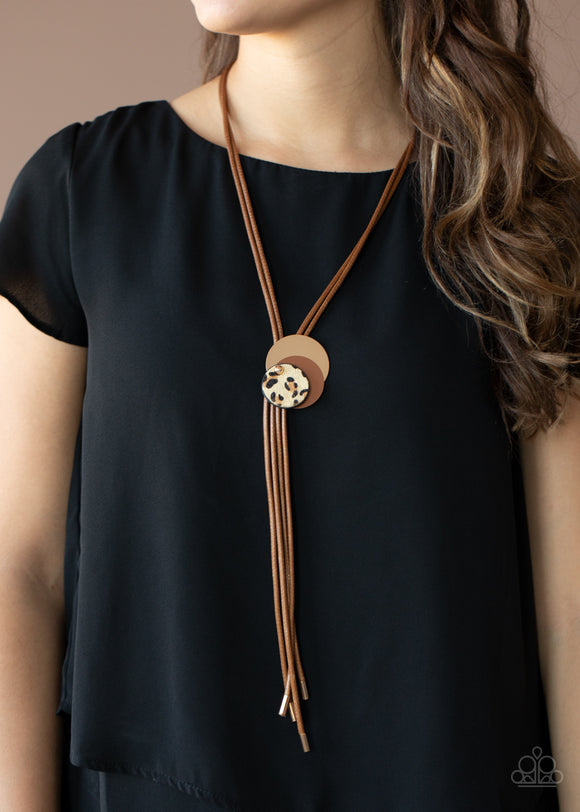 I'm FELINE Good - Brown Paparazzi Necklace - Leather