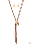 I'm FELINE Good - Brown Paparazzi Necklace - Leather