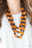 Key West Walkabout - Orange Wood Paparazzi Necklace