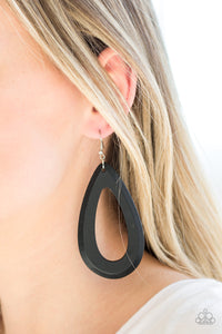 Malibu Mimosas - Black Wood Paparazzi Earrings