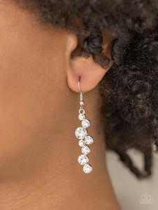 Milky Way Magnificence - White Bling Paparazzi Earrings