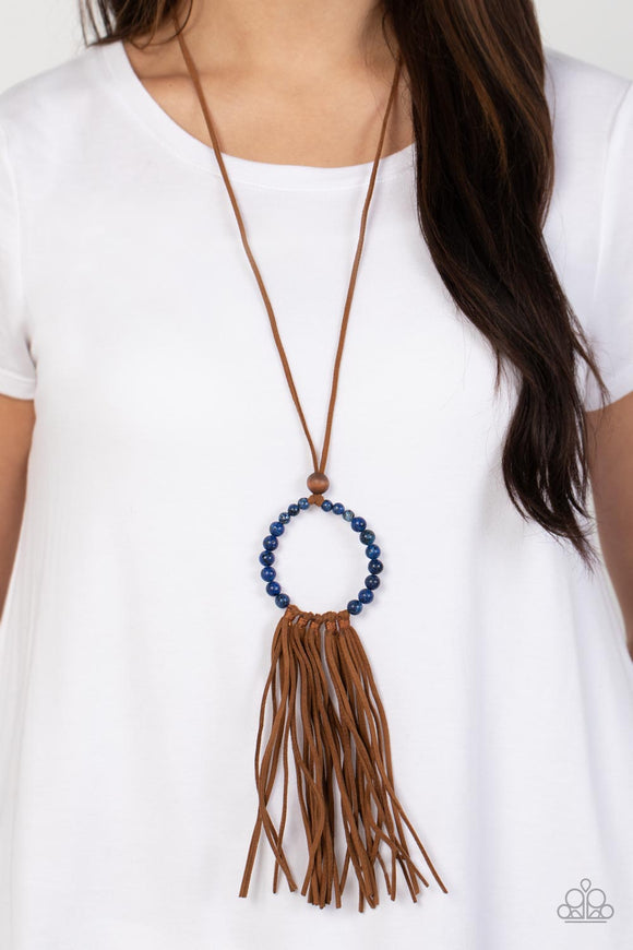 Namaste Mama - Blue Paparazzi Necklace - Leather