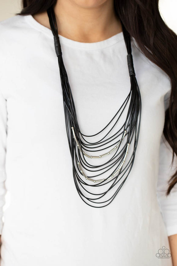 Nice CORD-ination - Black Paparazzi Necklace - Leather