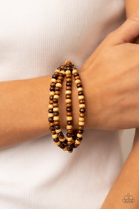 Oceania Oasis - Brown Wood Paparazzi Bracelet