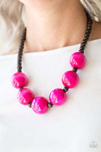 Oh My Miami - Pink Wood Paparazzi Necklace