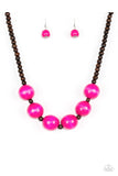 Oh My Miami - Pink Wood Paparazzi Necklace