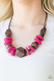 Pacific Paradise - Pink Wood Paparazzi Necklace