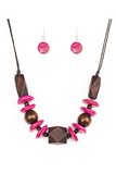 Pacific Paradise - Pink Wood Paparazzi Necklace