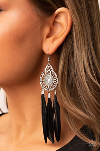 Pretty in PLUMES - Black Paparazzi Earrings