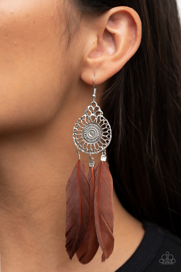 Pretty in PLUMES - Brown Paparazzi Earrings