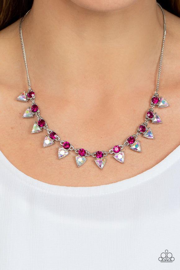 Razor Sharp Refinement - Pink / Iridescent Paparazzi Necklace Set