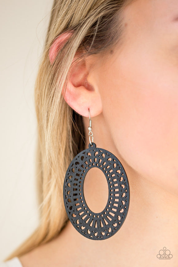 Retro Retreat - Black Paparazzi Earrings