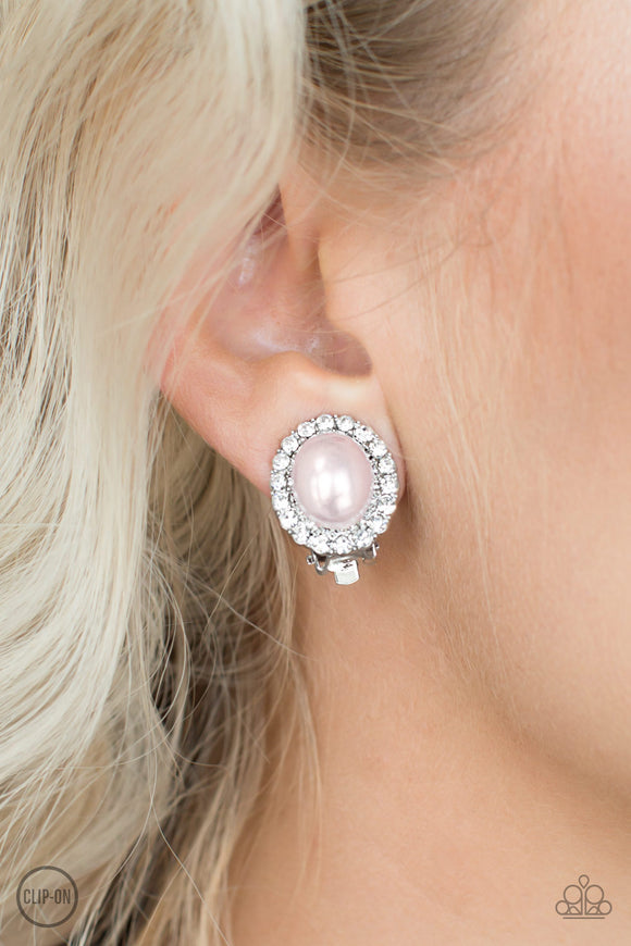 Romantically Regal - Pink Clip-on Paparazzi Earrings