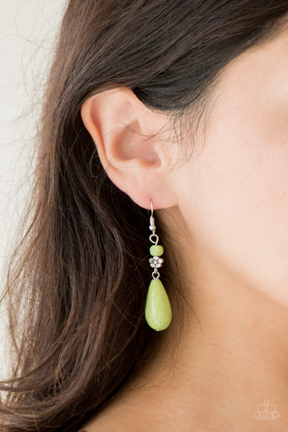 Sandstone Sunflowers - Green Paparazzi Earrings