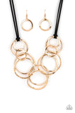 Spiraling Out of COUTURE - Gold Paparazzi Necklace - Leather