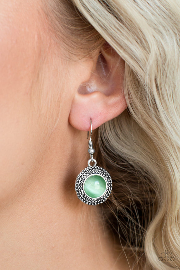 Time To Glow Up - Green Paparazzi Earrings