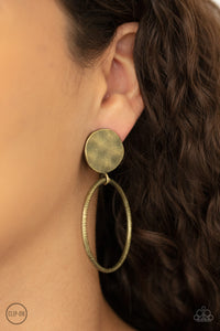 Undeniably Urban - Brass Clip-on Paparazzi Earrings