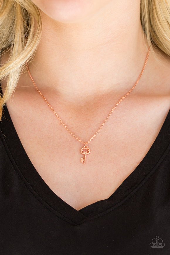 Very Low Key - Copper Paparazzi Necklace