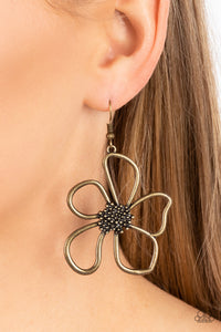 Wildflower Walkway- Brass Paparazzi Earrings