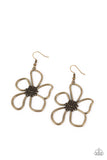 Wildflower Walkway- Brass Paparazzi Earrings