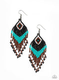 Wind Blown Wanderer - Blue Seed Bead Paparazzi Earrings