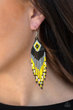 Wind Blown Wanderer Multi - Yellow Seed Bead Paparazzi Earrings