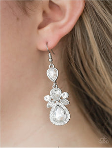 All About Glam - White Bling Paparazzi Earrings