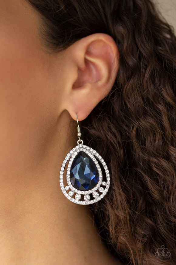 All Rise For Her Majesty - Blue Paparazzi Earrings