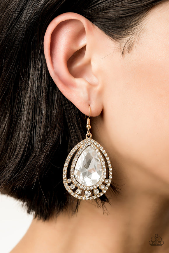 All Rise For Her Majesty - Gold Paparazzi Earrings