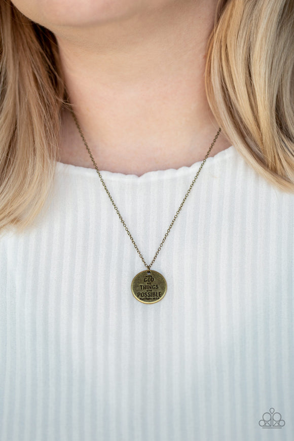 All Things Are Possible - Brass Paparazzi Necklace