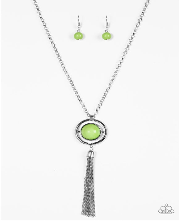 Always Front and Center - Green Paparazzi Necklace