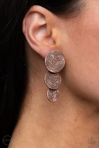 Ancient Antiquity - Copper Clip-on Paparazzi Earrings